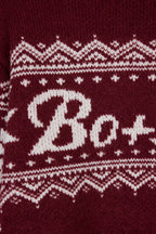 Chic Jacquard-Knit Cropped Jumper in Crimson Red