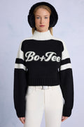 Chic Knit Logo Cropped Jumper in Black