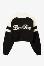 Chic Knit Logo Cropped Jumper in Black