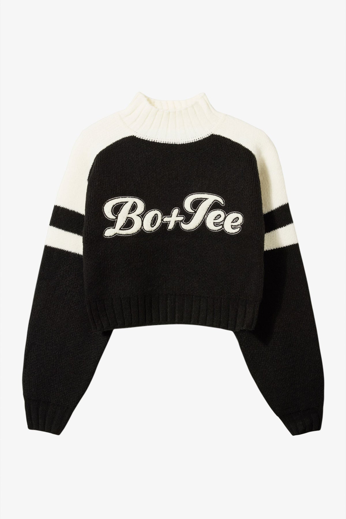 Chic Knit Logo Cropped Jumper in Black