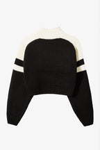 Chic Knit Logo Cropped Jumper in Black