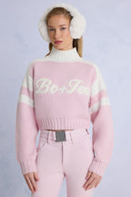 Chic Knit Logo Cropped Jumper in Powder Pink