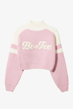 Chic Knit Logo Cropped Jumper in Powder Pink