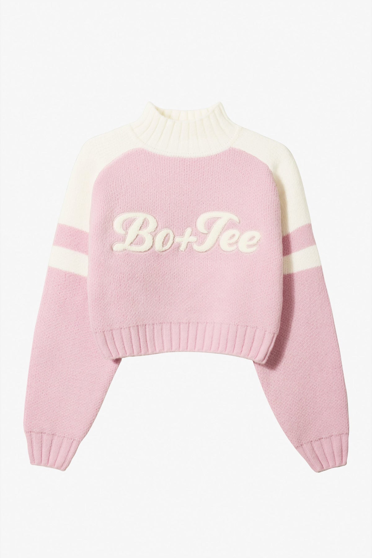 Chic Knit Logo Cropped Jumper in Powder Pink
