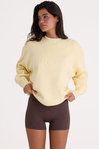 Chic Ribbed Knit Oversized Jumper in Lemon