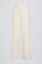 Chic Ribbed Knit Wide-Leg Joggers in Ivory