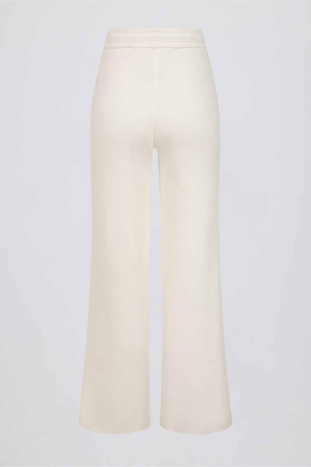 Chic Ribbed Knit Wide-Leg Joggers in Ivory