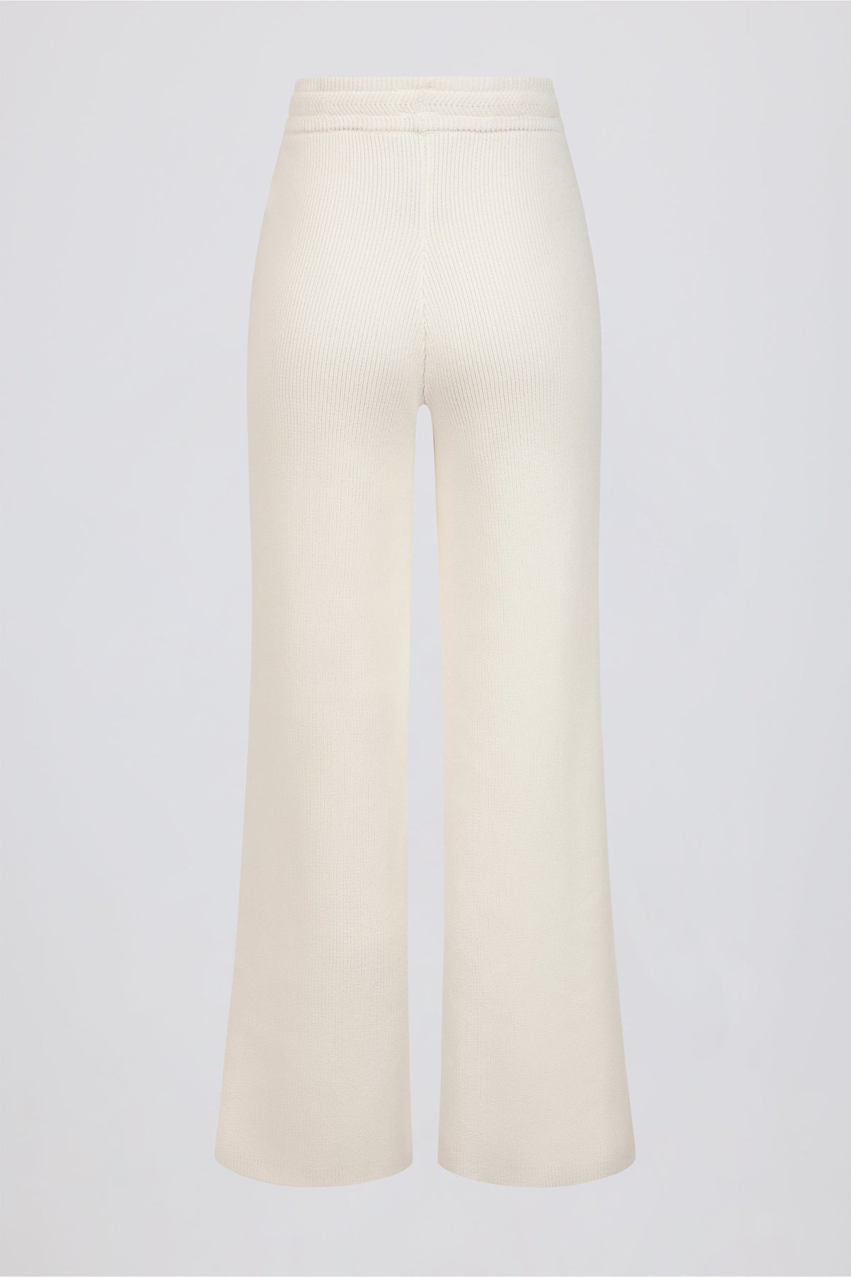Chic Ribbed Knit Wide-Leg Joggers in Ivory