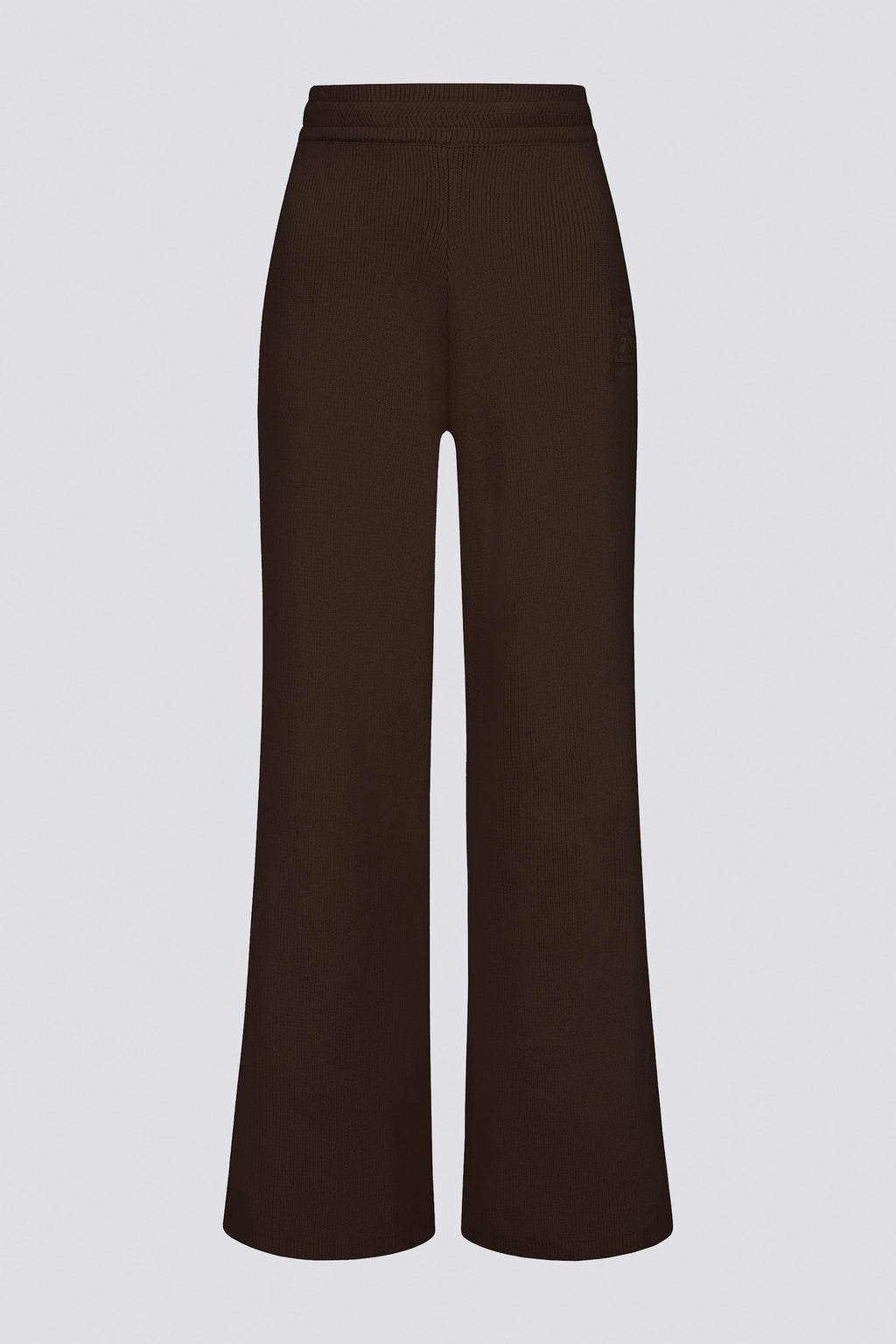 Chic Ribbed Knit Wide-Leg Joggers in Pecan