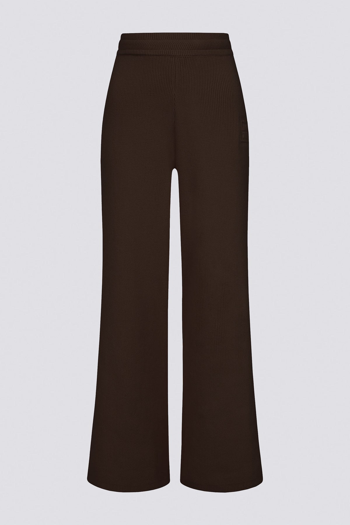 Chic Ribbed Knit Wide-Leg Joggers in Pecan