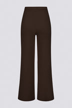 Chic Ribbed Knit Wide-Leg Joggers in Pecan