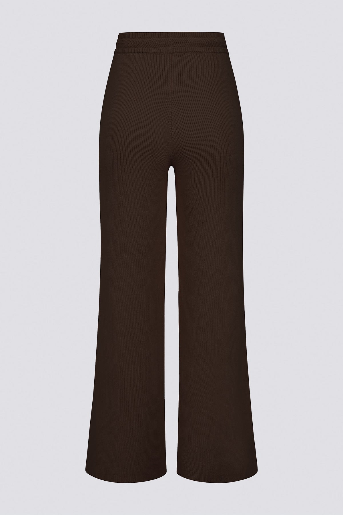 Chic Ribbed Knit Wide-Leg Joggers in Pecan