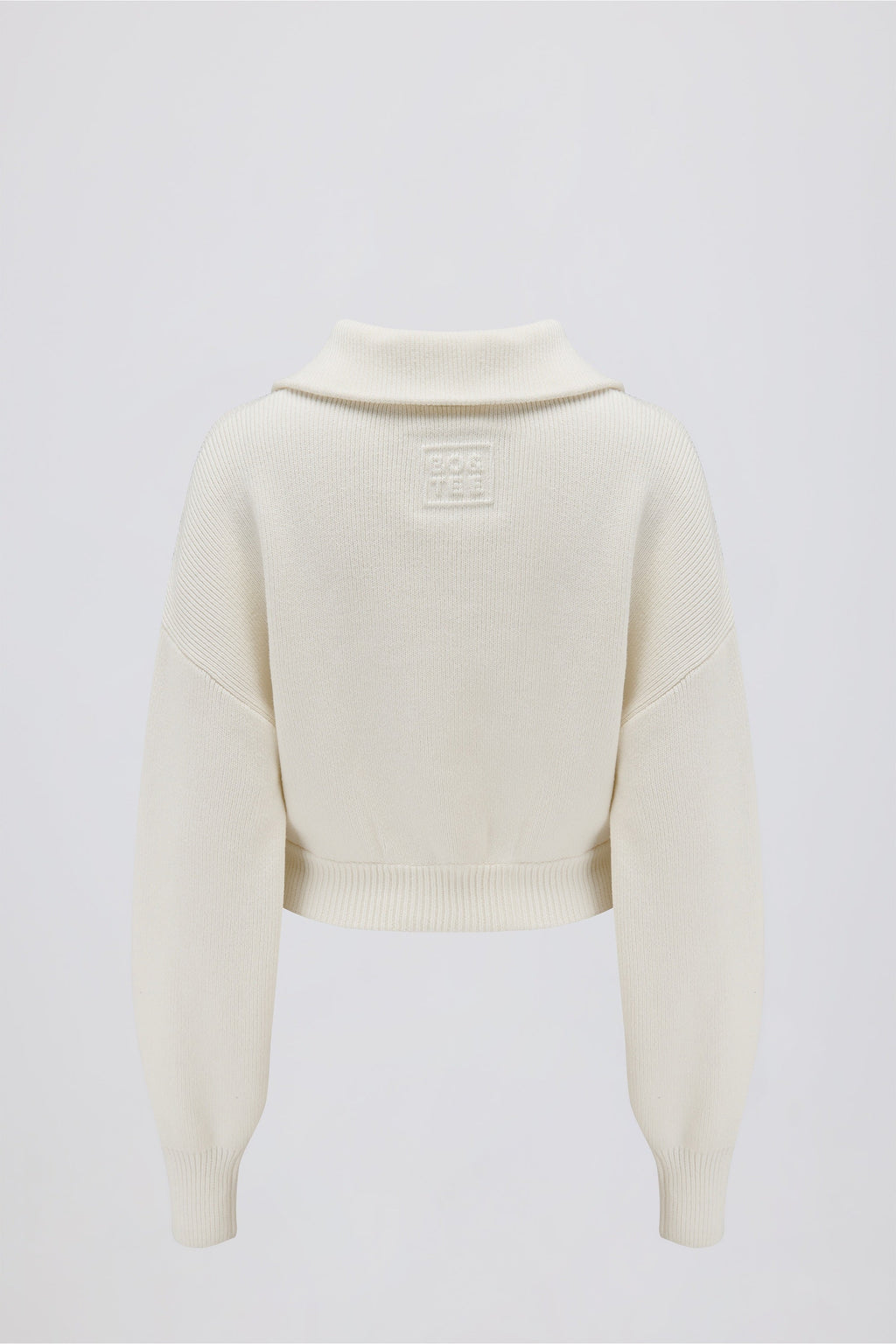 Chic Ribbed Knit Zip-Up Cropped Sweatshirt in Ivory