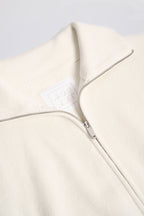 Chic Ribbed Knit Zip-Up Cropped Sweatshirt in Ivory