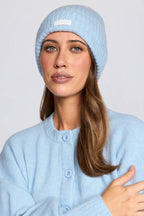 Chic Ribbed Knit Beanie Hat in Powder Blue