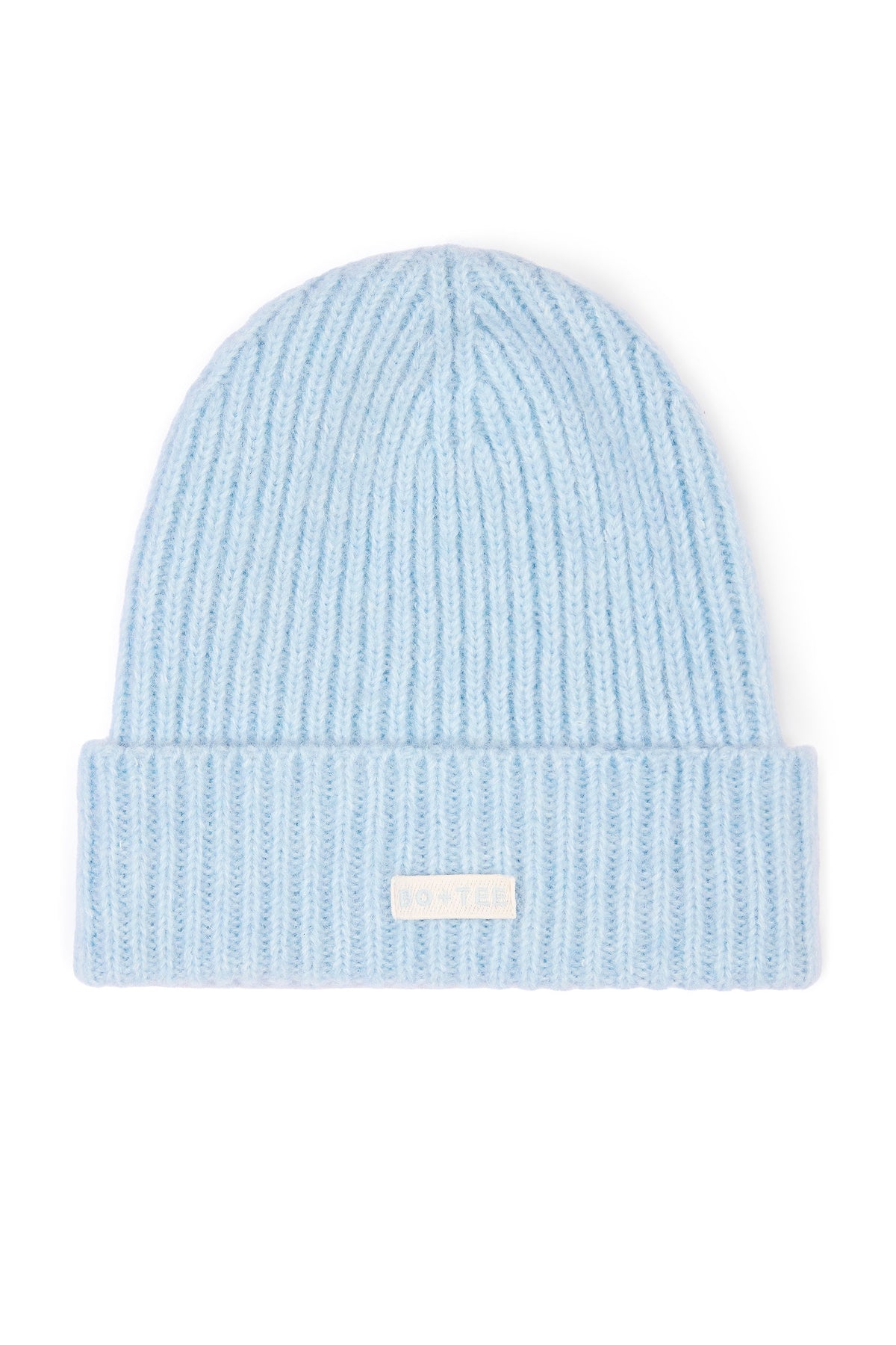 Chic Ribbed Knit Beanie Hat in Powder Blue