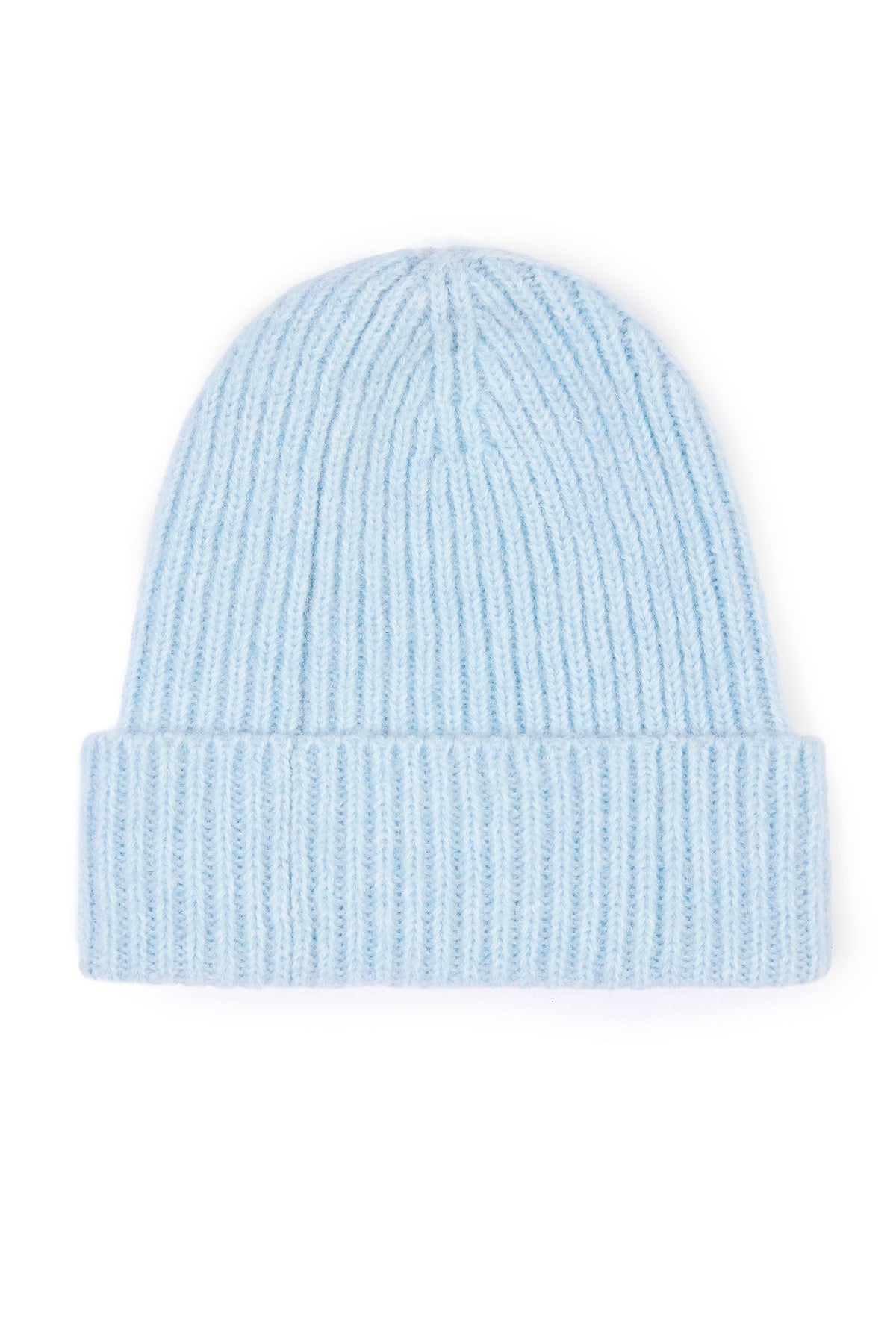 Chic Ribbed Knit Beanie Hat in Powder Blue