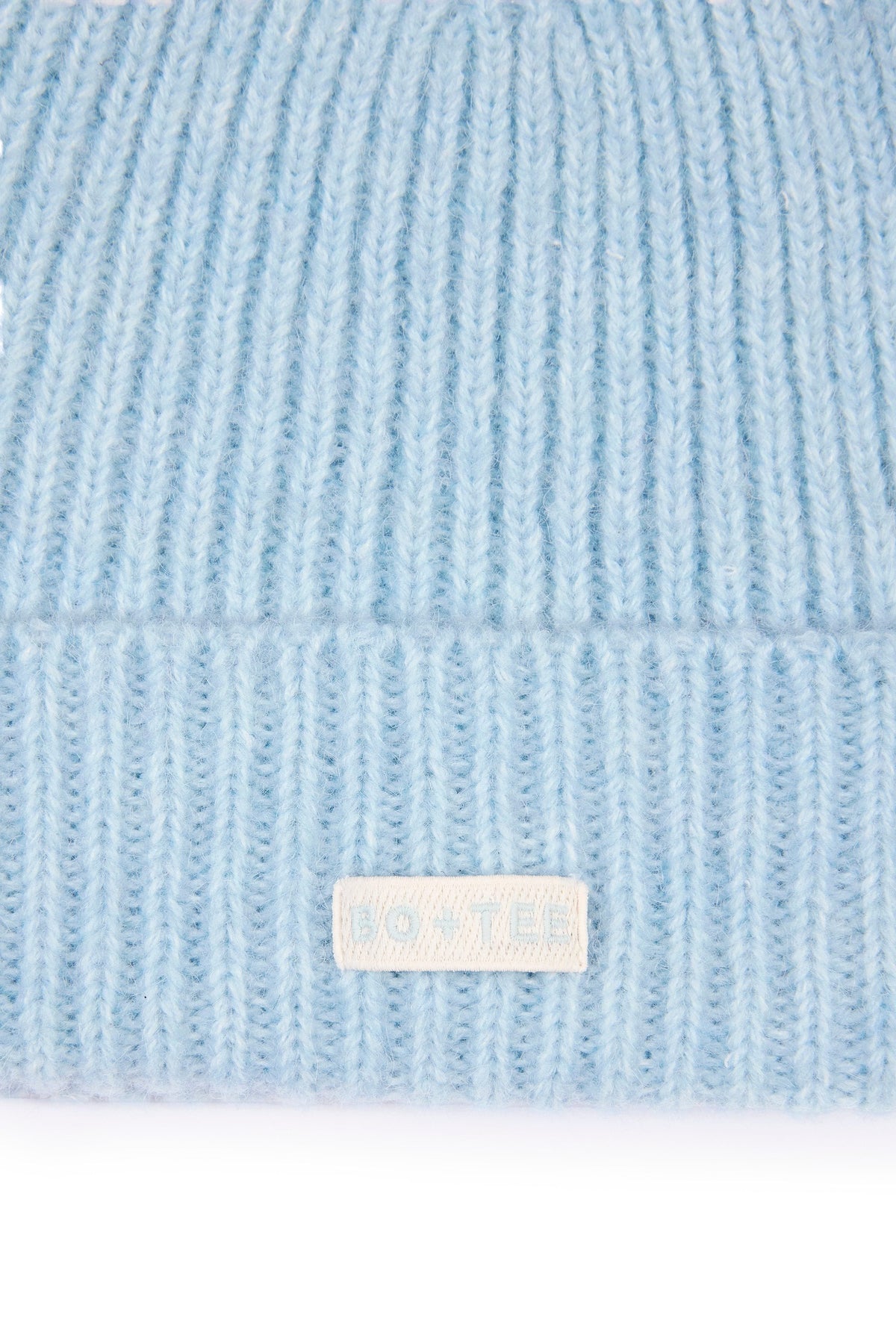Chic Ribbed Knit Beanie Hat in Powder Blue
