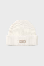 Chic Ribbed Knit Beanie Hat in Ivory