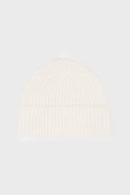 Chic Ribbed Knit Beanie Hat in Ivory