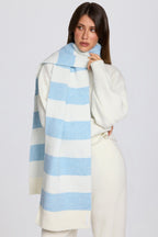 Chic Knit Striped Scarf in Powder Blue
