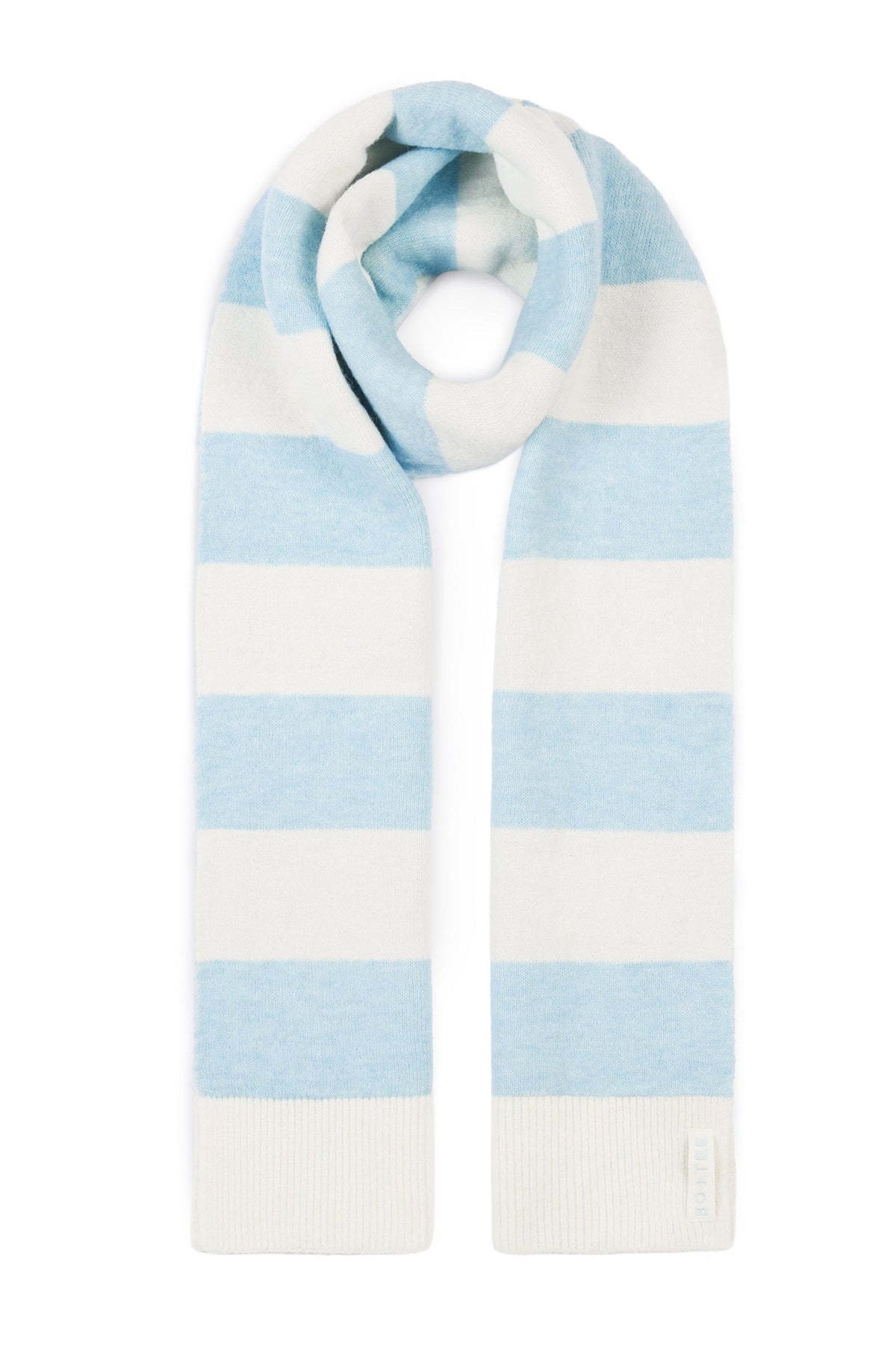 Chic Knit Striped Scarf in Powder Blue