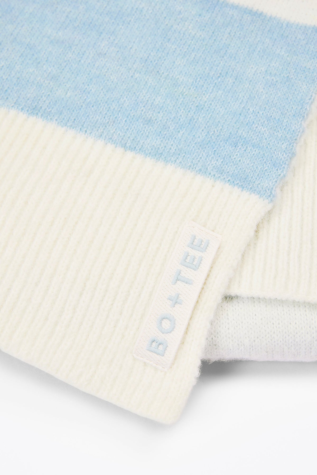 Chic Knit Striped Scarf in Powder Blue