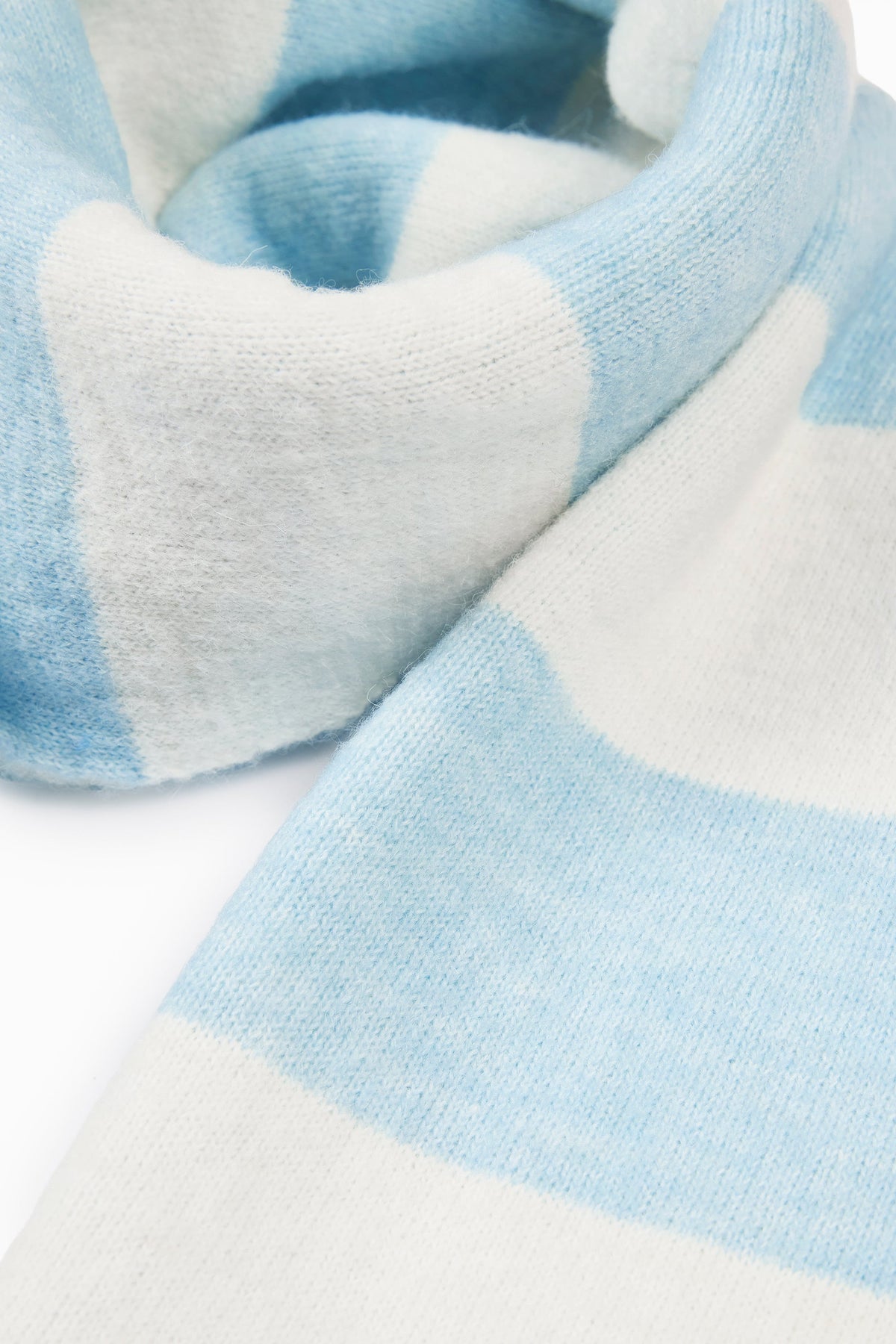 Chic Knit Striped Scarf in Powder Blue