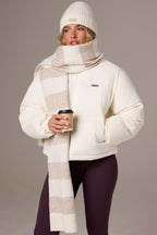 Chic Knitted Striped Scarf in Ivory