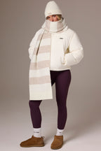Chic Knitted Striped Scarf in Ivory