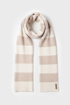 Chic Knitted Striped Scarf in Ivory