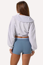 Chic Quarter-Zip Cropped Sweatshirt in Grey Marl
