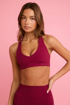 Chic Soft Active Low-Impact Sports Bra in Burgundy