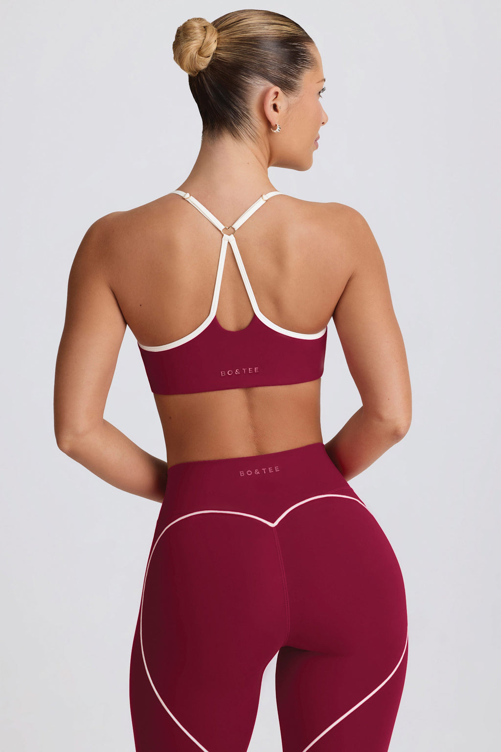 Chic Soft Active Sweetheart-Neck Sports Bra in Cherry