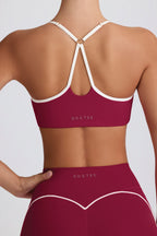 Chic Soft Active Sweetheart-Neck Sports Bra in Cherry