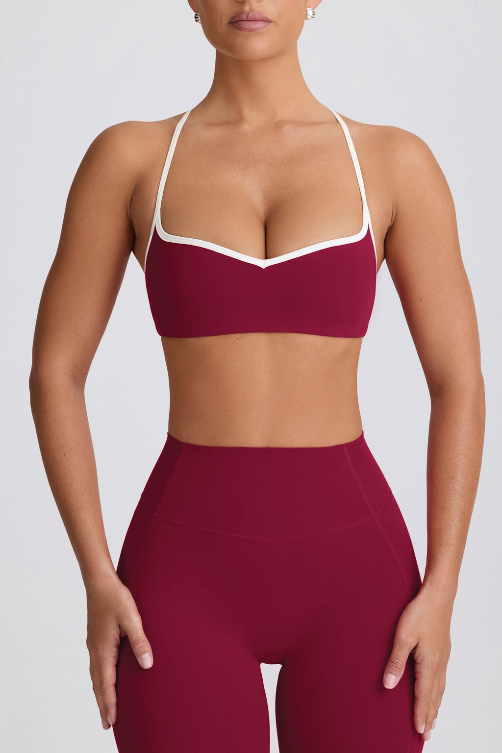 Chic Soft Active Sweetheart-Neck Sports Bra in Cherry