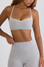 Chic Soft Active Sweetheart-Neck Sports Bra in Grey