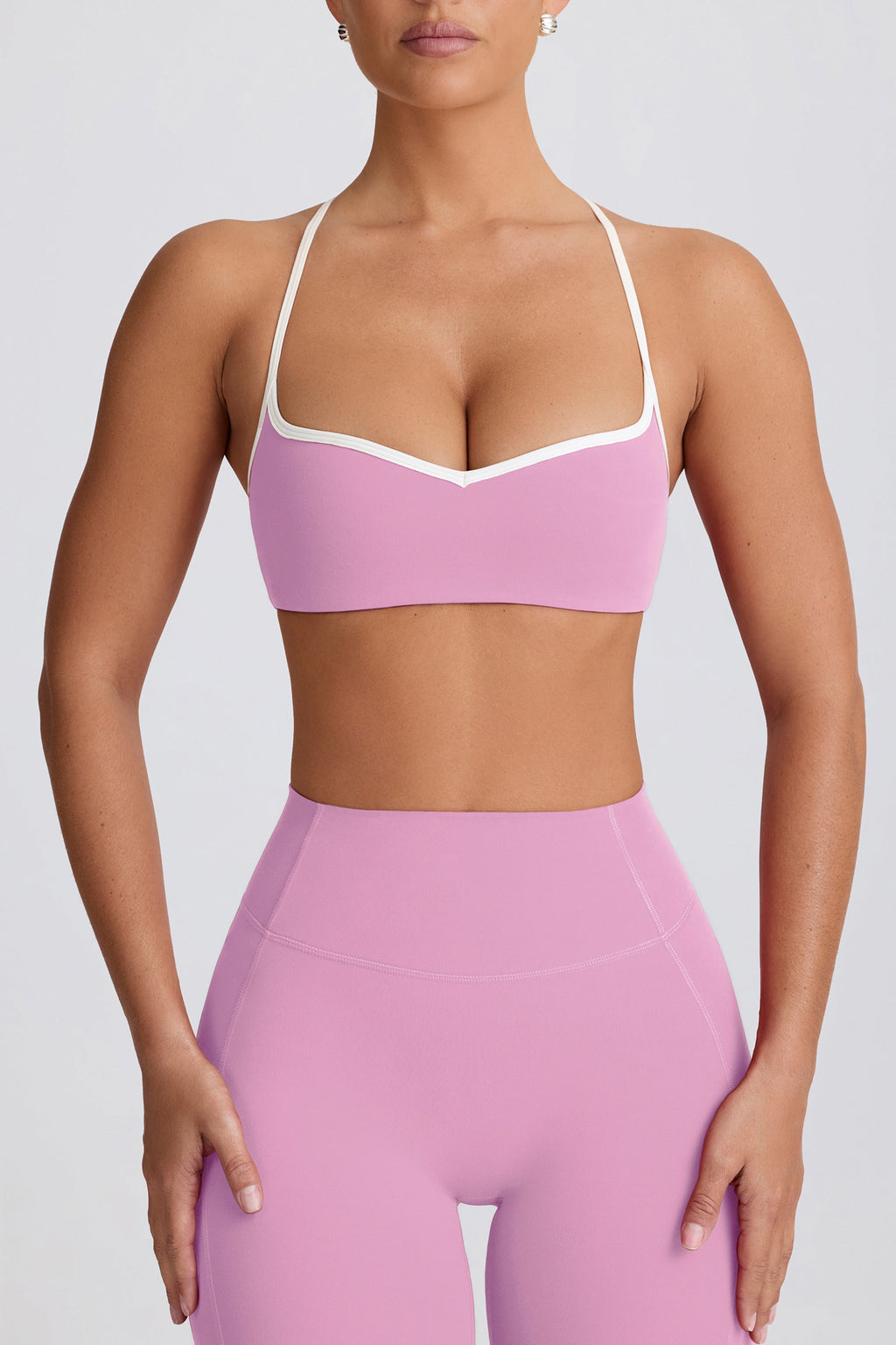 Chic Soft Active Sweetheart-Neck Sports Bra in Dusty Pink