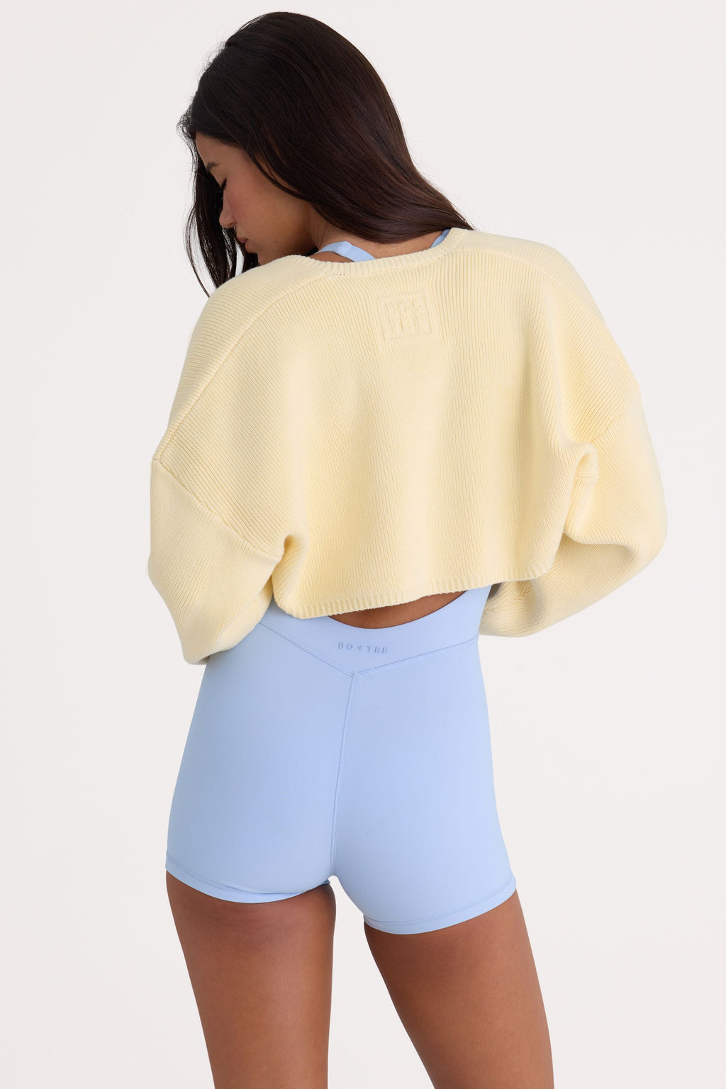 Chic Ribbed-Knit Cropped Shrug in Lemon