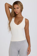 Chic Soft Active V-Neck Tank Top in White