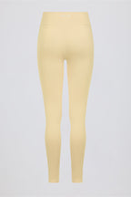 Chic Brushed Jersey Ruched Mid-Rise Leggings in Lemon Marl