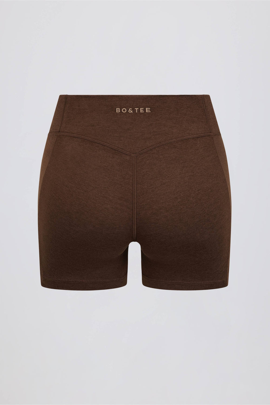 Chic Ruched Mini Shorts in Pecan Marl