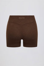 Chic Ruched Mini Shorts in Pecan Marl
