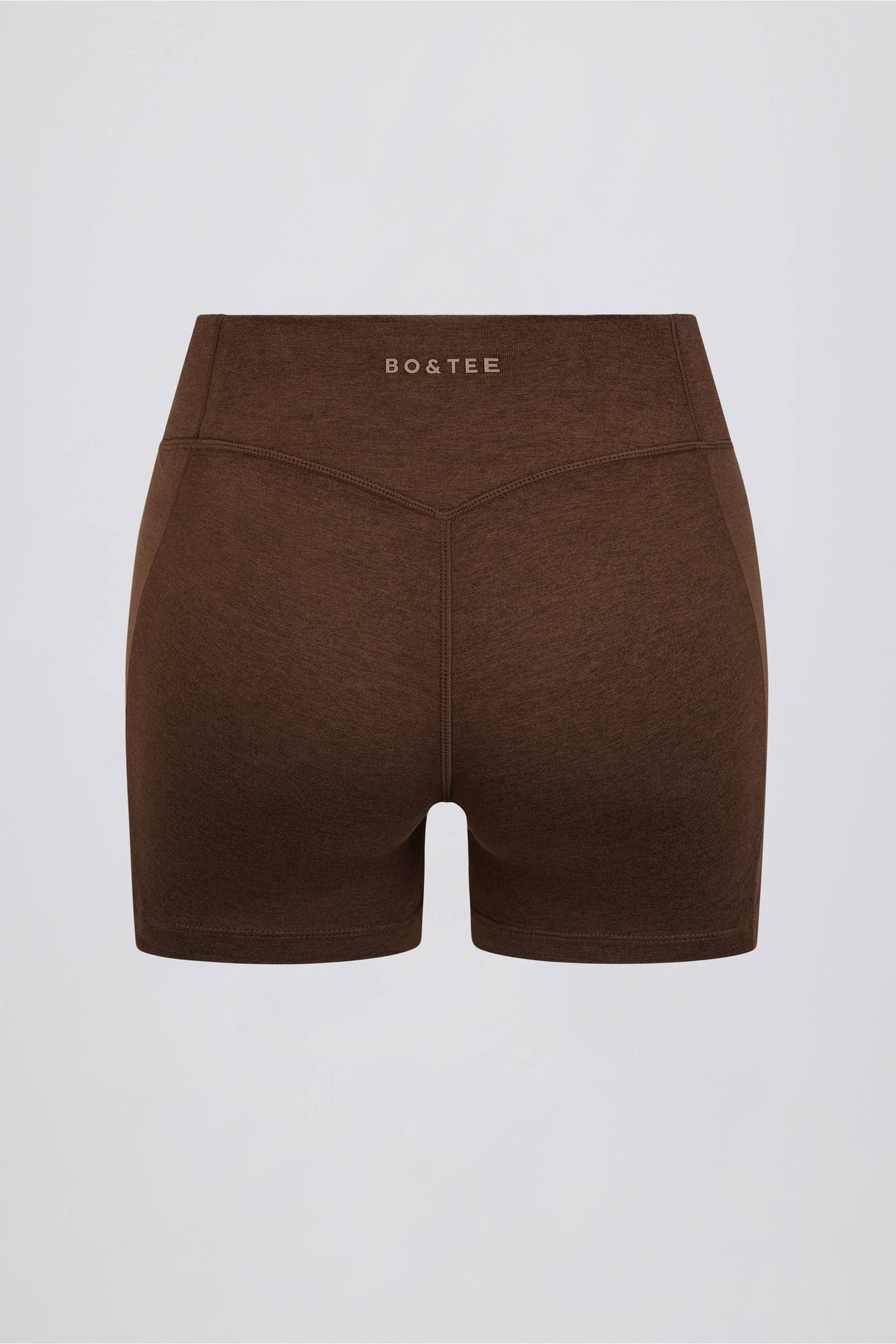 Chic Ruched Mini Shorts in Pecan Marl