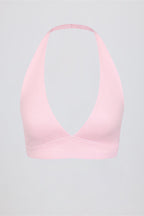 Chic Brushed Jersey V-Neck Sports Bra in Bloom