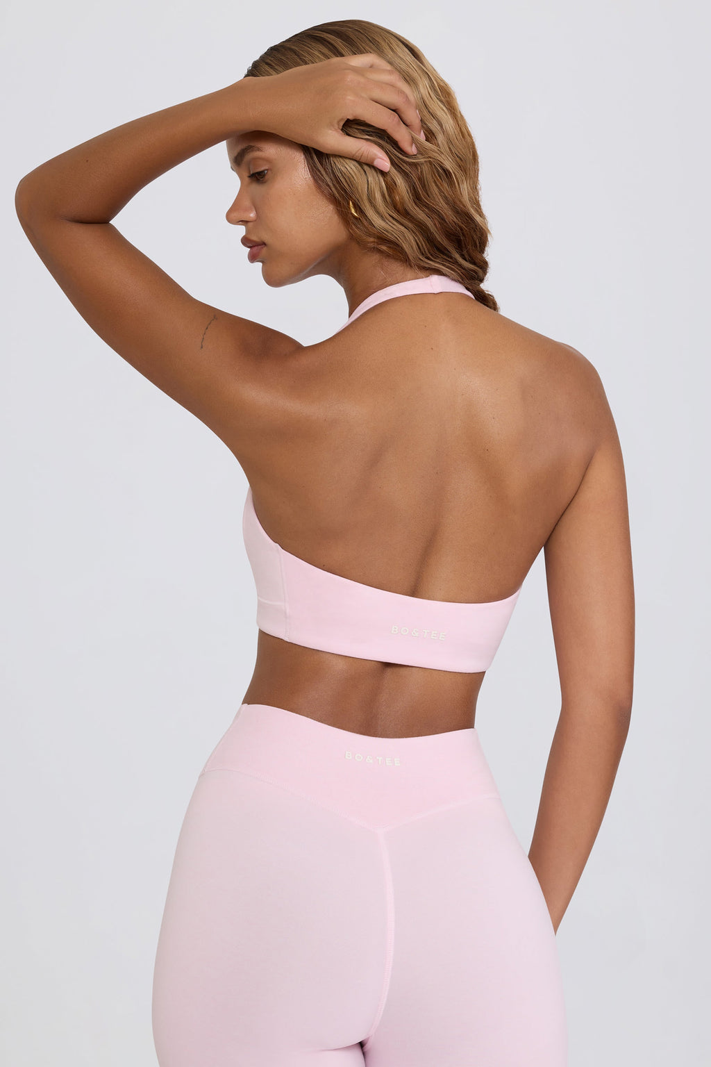 Chic Brushed Jersey V-Neck Sports Bra in Bloom