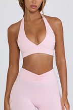 Chic Brushed Jersey V-Neck Sports Bra in Bloom
