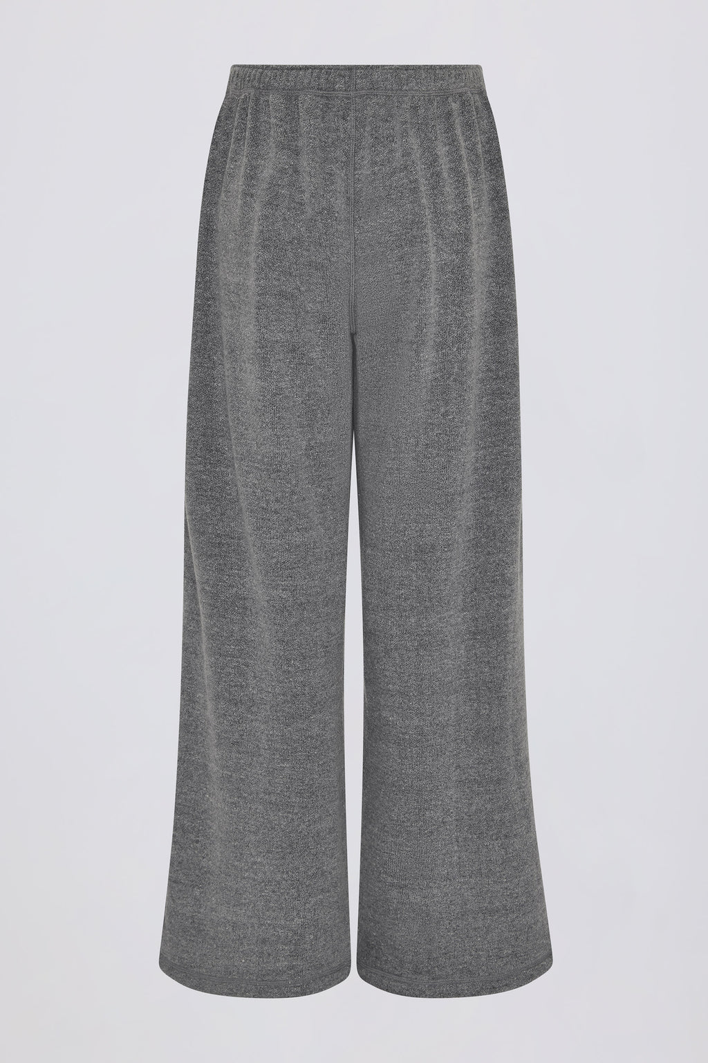 Chic Textured Cotton Button Low-Rise Wide-Leg Joggers in Dark Grey