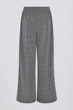 Chic Textured Cotton Button Low-Rise Wide-Leg Joggers in Dark Grey