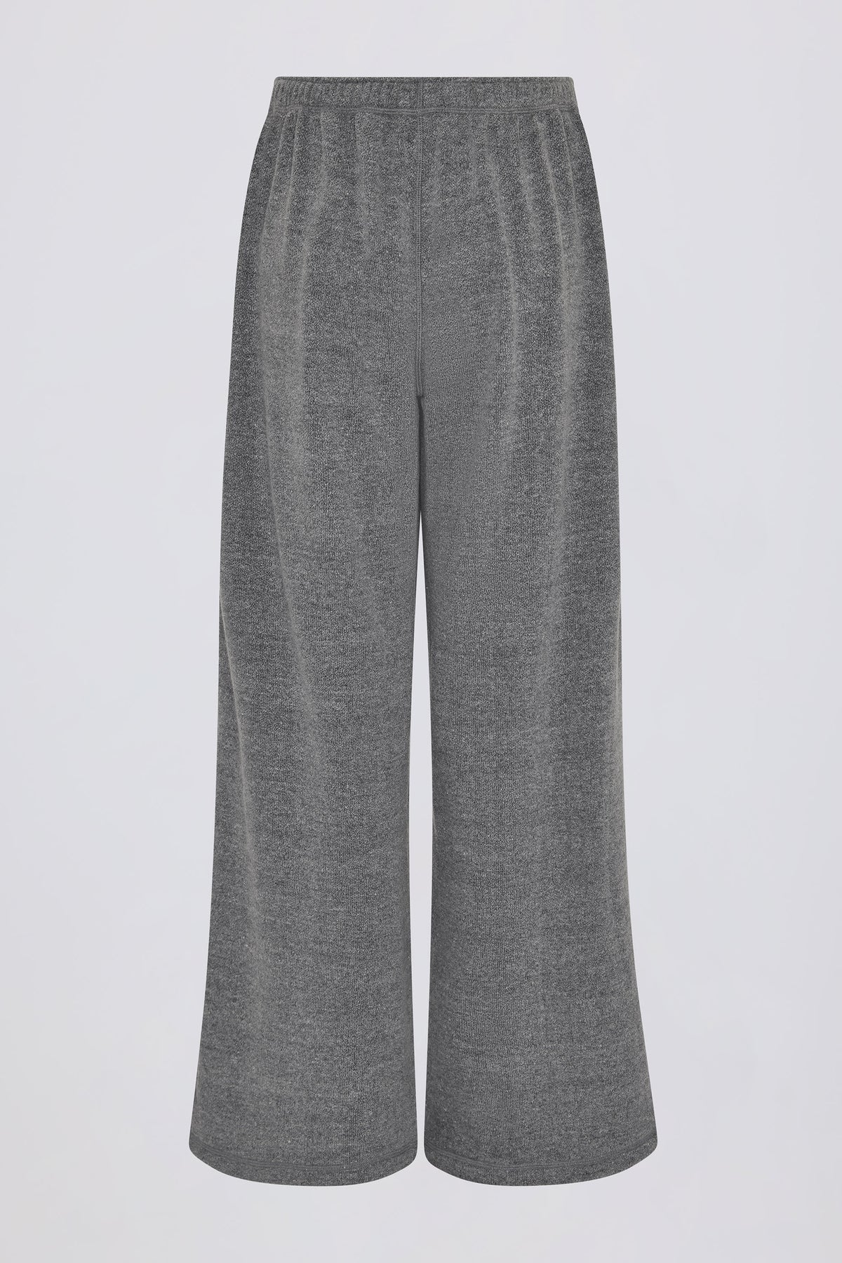 Chic Textured Cotton Button Low-Rise Wide-Leg Joggers in Dark Grey